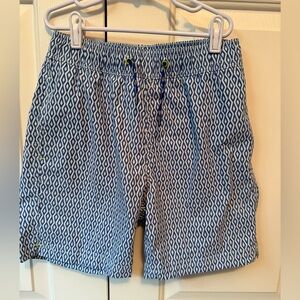 Crew Cuts Blue and White Patterned Swim Trunks